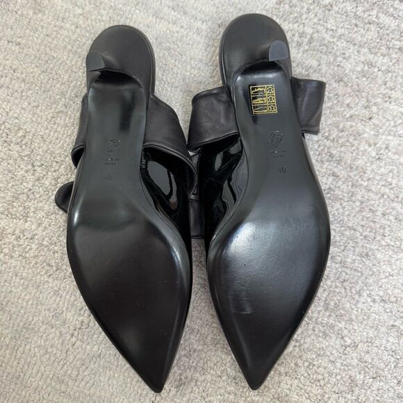 M. Gemi The Lasso Black Patent Leather Tie Kitten Heels Size 9 - Picture 9 of 12